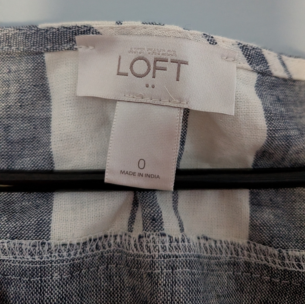 LOFT Blue & White Striped Layered Sleeveless Dress – Size 0 - Picture 2 of 3